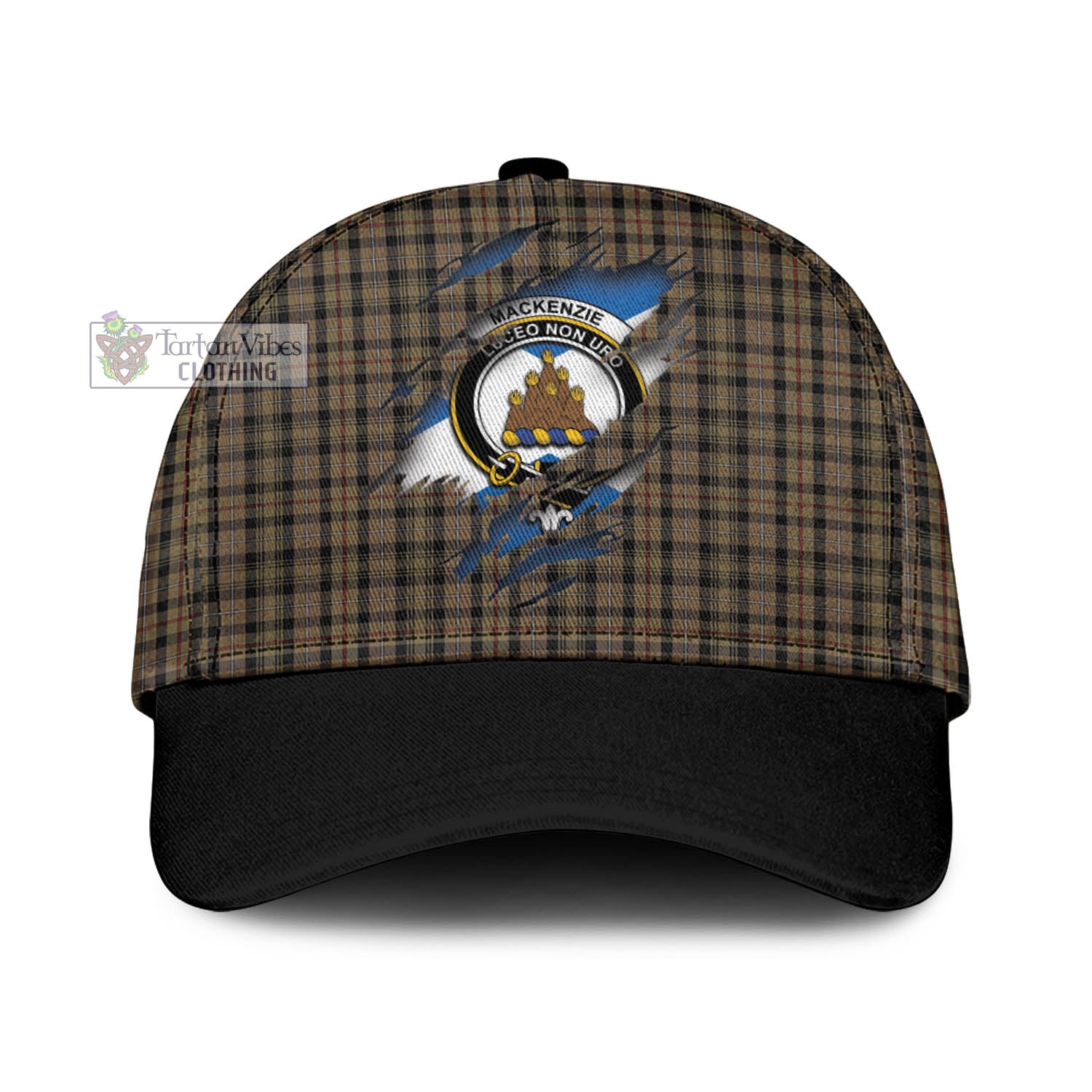 Tartan Vibes Clothing Mackenzie Hunting Tartan Classic Cap with Family Crest In Me Style