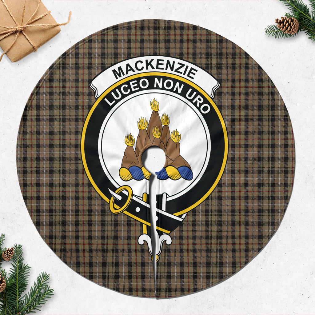 MacKenzie Hunting Tartan Christmas Tree Skirt with Family Crest - Tartanvibesclothing