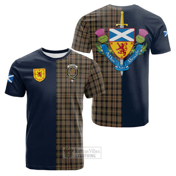 Mackenzie Hunting Tartan Cotton T-shirt Alba with Scottish Lion Royal Arm Half Style