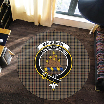 MacKenzie Hunting Tartan Round Rug with Family Crest