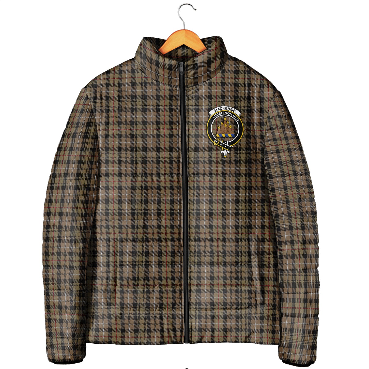 MacKenzie Hunting Tartan Padded Jacket with Family Crest Men's Padded Jacket - Tartan Vibes Clothing