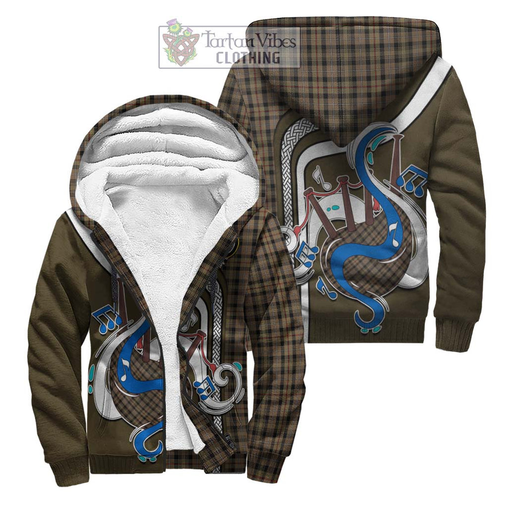 Mackenzie Hunting Tartan Sherpa Hoodie with Epic Bagpipe Style Unisex S - Tartanvibesclothing Shop