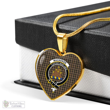 MacKenzie Hunting Tartan Heart Necklace with Family Crest