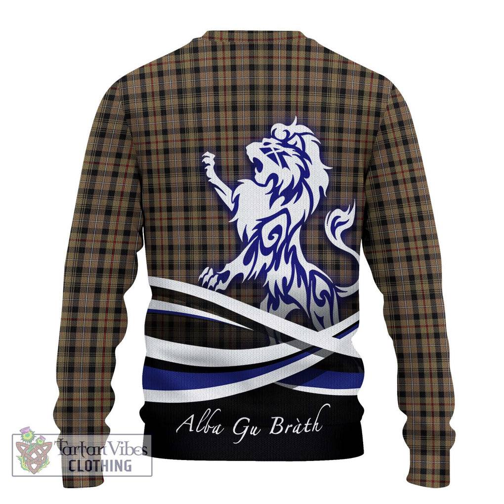 Mackenzie Hunting Tartan Knitted Sweater with Alba Gu Brath Regal Lion Emblem - Tartanvibesclothing Shop