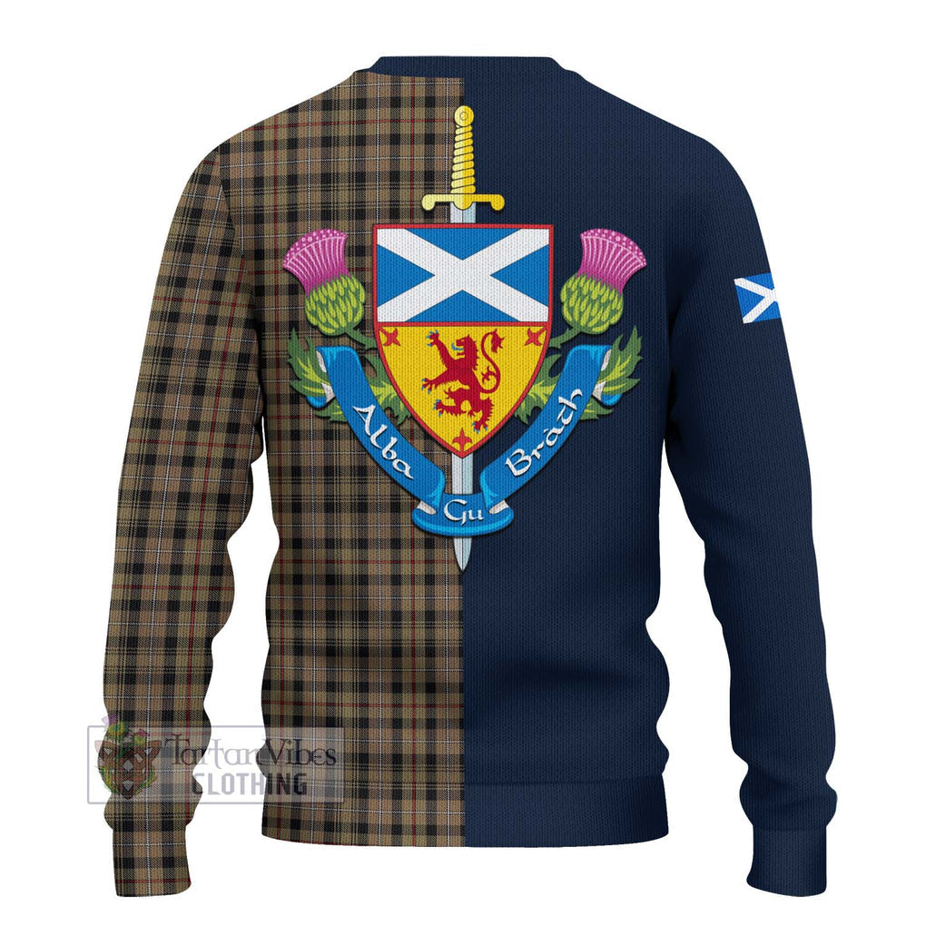 Tartan Vibes Clothing Mackenzie Hunting Tartan Knitted Sweater with Scottish Lion Royal Arm Half Style