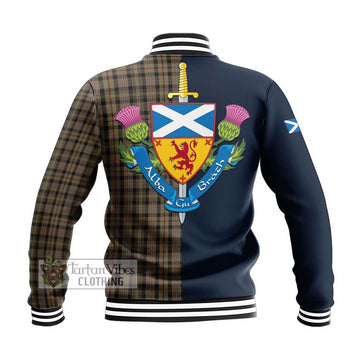 Mackenzie Hunting Tartan Baseball Jacket Alba with Scottish Lion Royal Arm Half Style