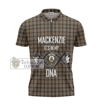 Mackenzie Hunting Tartan Zipper Polo Shirt with Family Crest DNA In Me Style