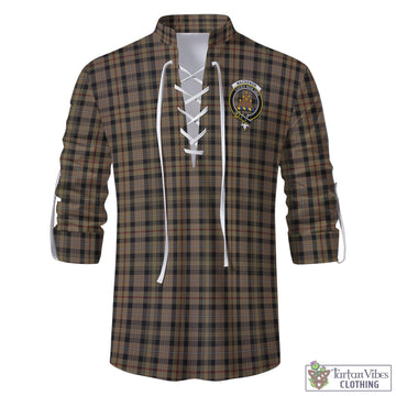 MacKenzie Hunting Tartan Men's Scottish Traditional Jacobite Ghillie Kilt Shirt with Family Crest