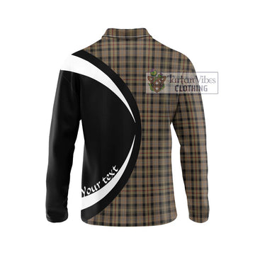 Mackenzie Hunting Tartan Long Sleeve Polo Shirt with Family Crest Circle Style