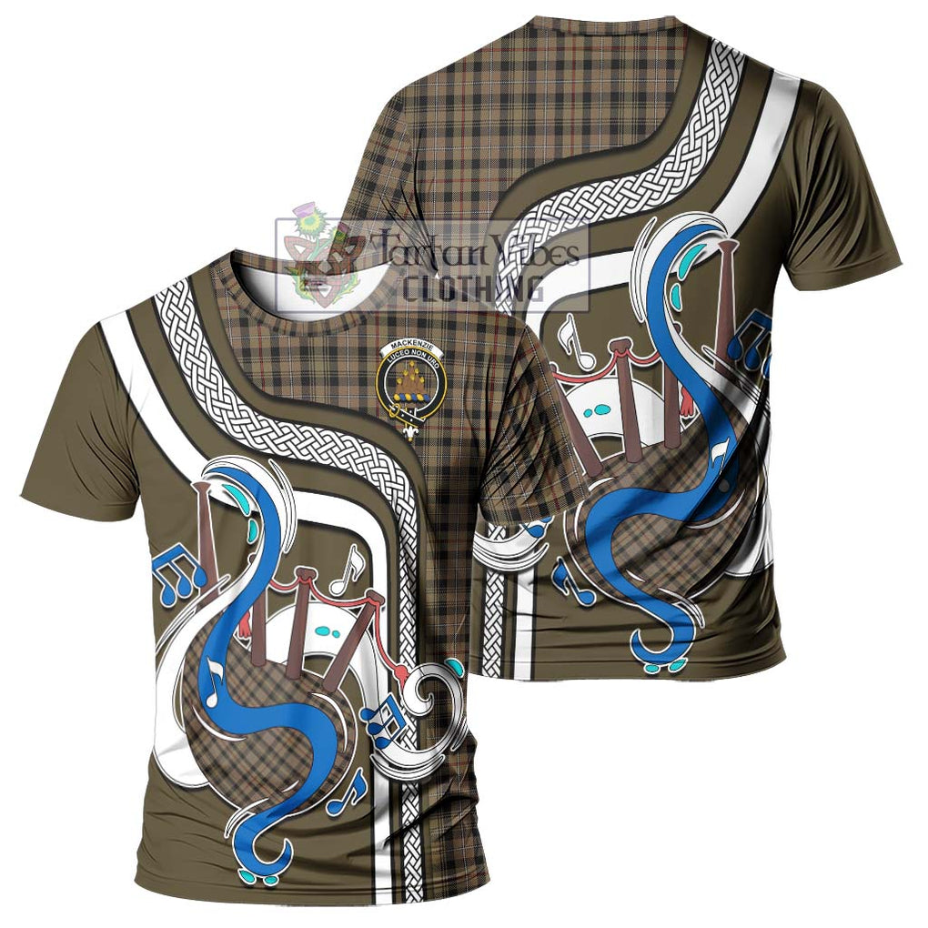 Mackenzie Hunting Tartan T-Shirt with Epic Bagpipe Style - Tartanvibesclothing Shop