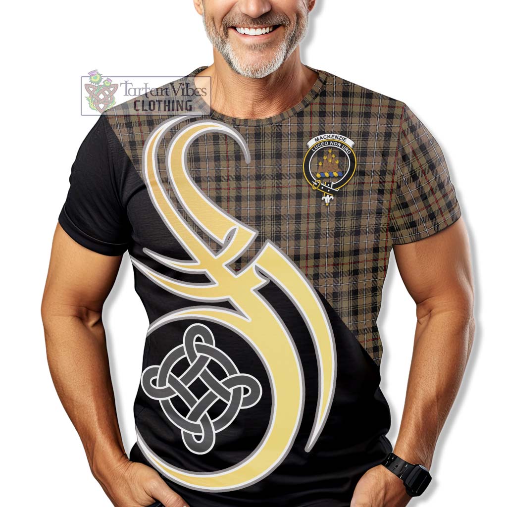 Tartan Vibes Clothing Mackenzie Hunting Tartan T-Shirt with Family Crest and Celtic Symbol Style