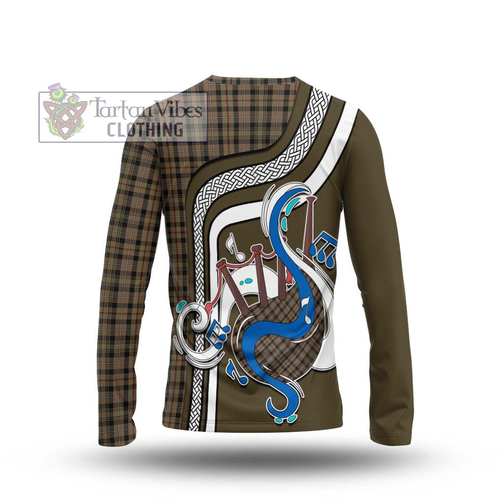 Tartan Vibes Clothing Mackenzie Hunting Tartan Long Sleeve T-Shirt with Epic Bagpipe Style