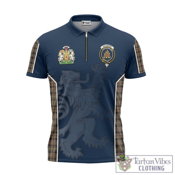 MacKenzie Hunting Tartan Zipper Polo Shirt with Family Crest and Lion Rampant Vibes Sport Style