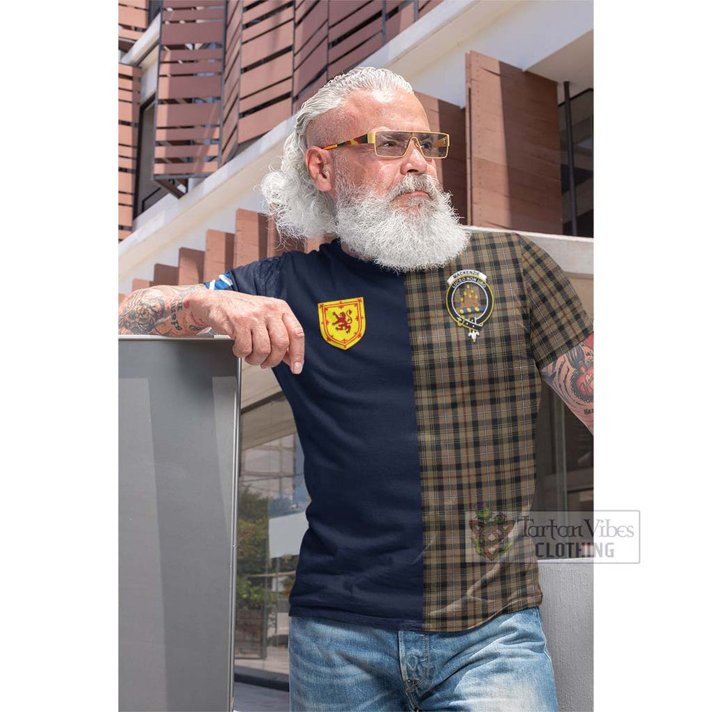 Tartan Vibes Clothing Mackenzie Hunting Tartan Cotton T-shirt with Scottish Lion Royal Arm Half Style