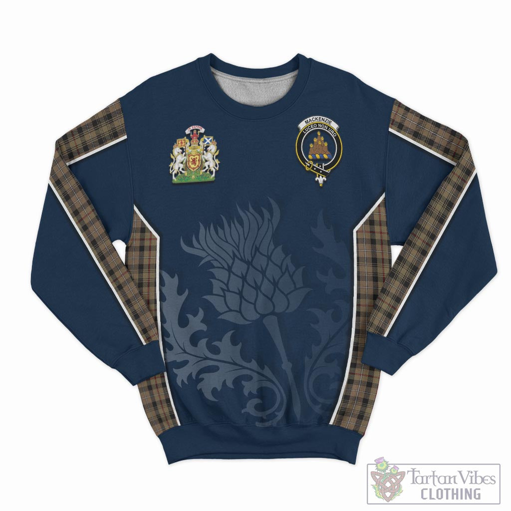 Tartan Vibes Clothing MacKenzie Hunting Tartan Sweatshirt with Family Crest and Scottish Thistle Vibes Sport Style