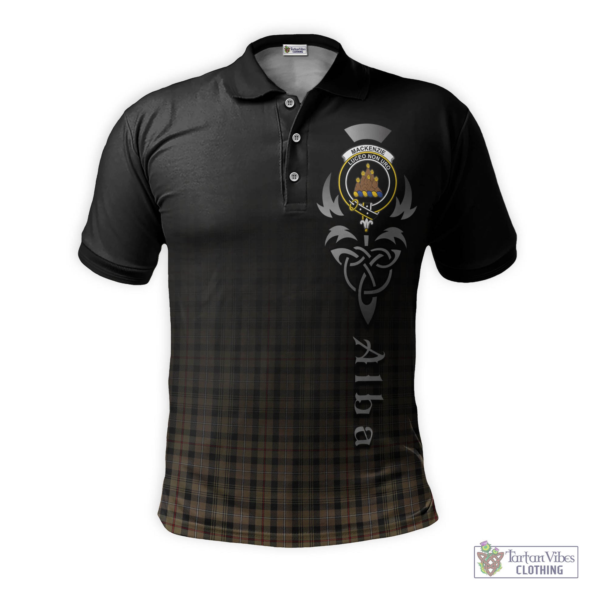 Tartan Vibes Clothing MacKenzie Hunting Tartan Polo Shirt Featuring Alba Gu Brath Family Crest Celtic Inspired