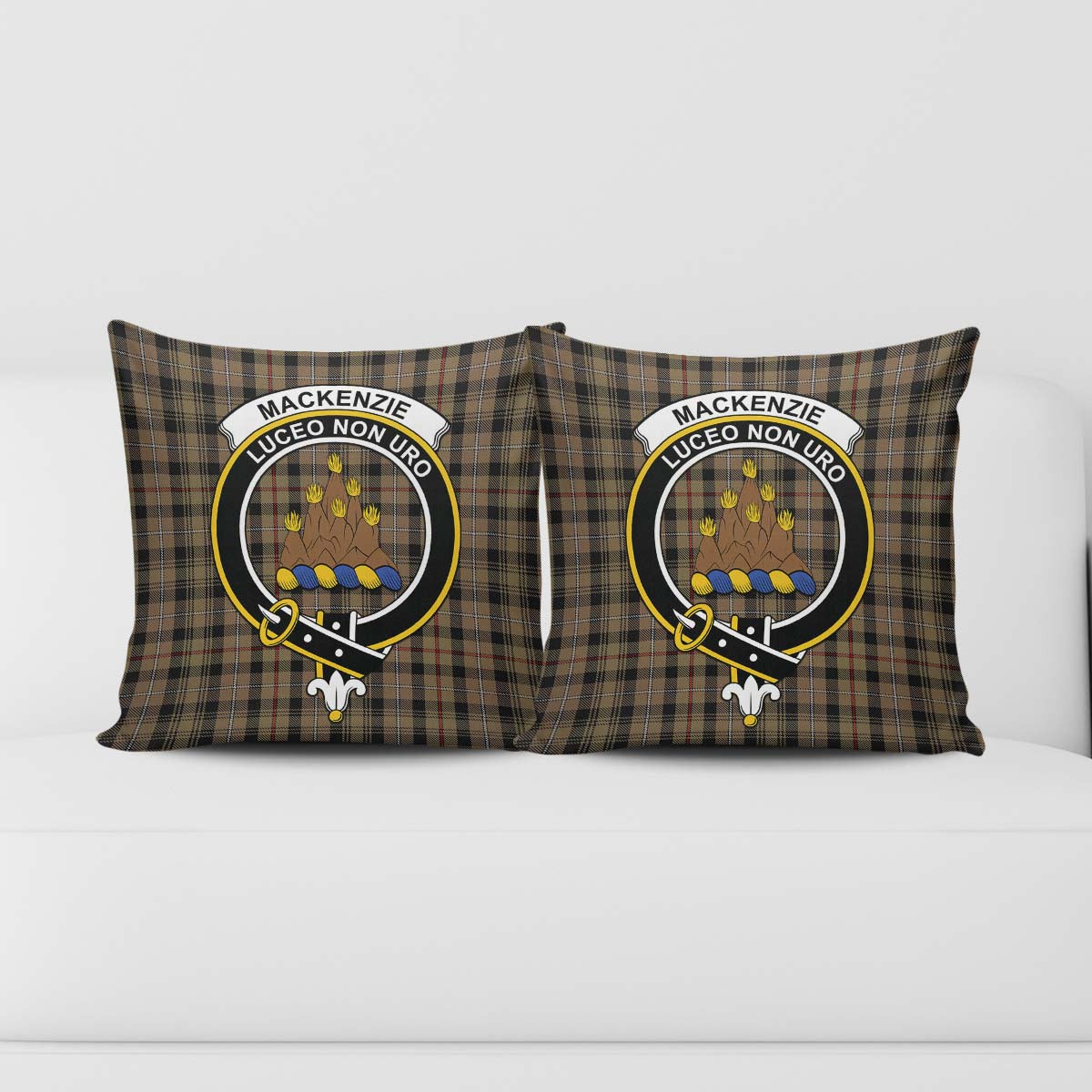 MacKenzie Hunting Tartan Pillow Cover with Family Crest - Tartanvibesclothing