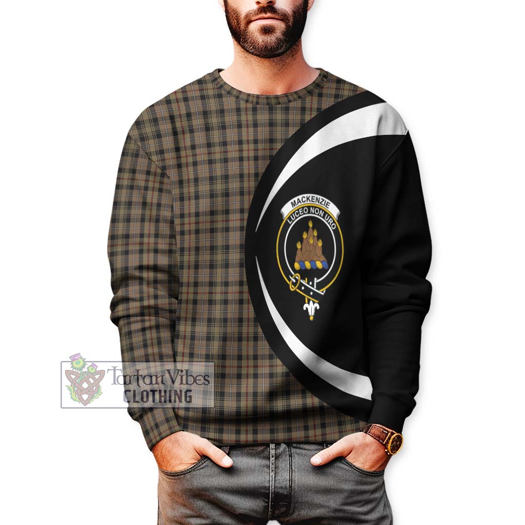 Mackenzie Hunting Tartan Sweatshirt with Family Crest Circle Style - Tartan Vibes Clothing