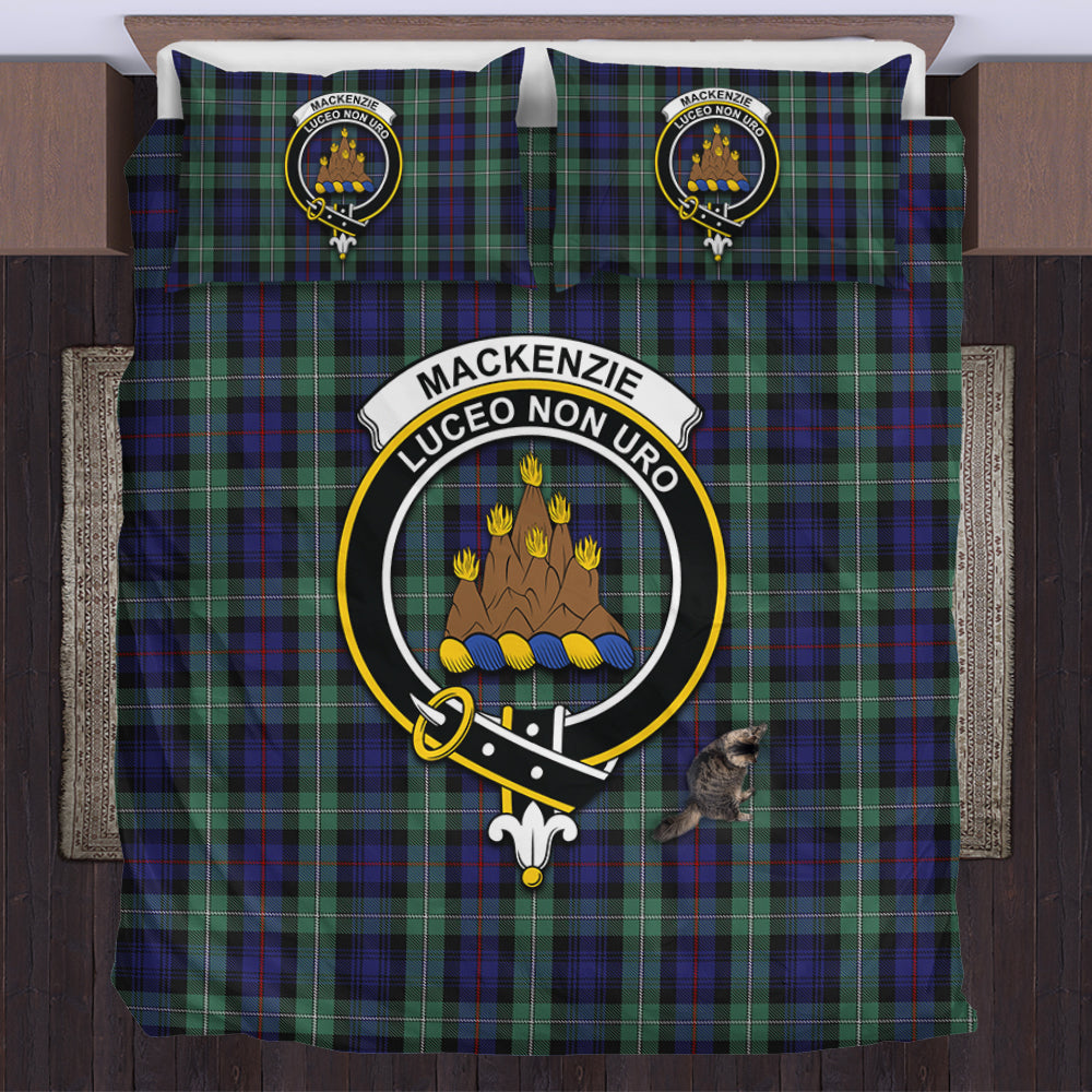 MacKenzie Hunting Green Tartan Bedding Set with Family Crest US Bedding Set - Tartan Vibes Clothing