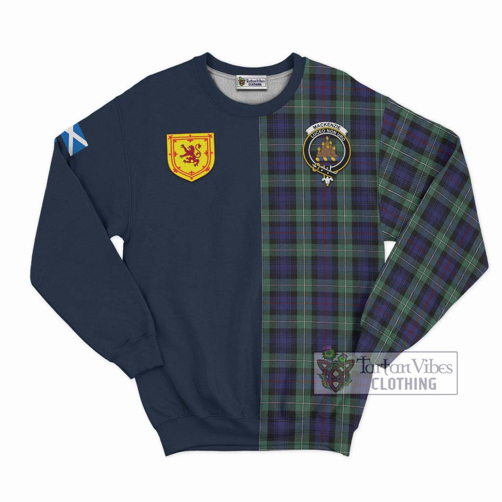 Tartan Vibes Clothing Mackenzie Hunting Green Tartan Sweatshirt with Scottish Lion Royal Arm Half Style