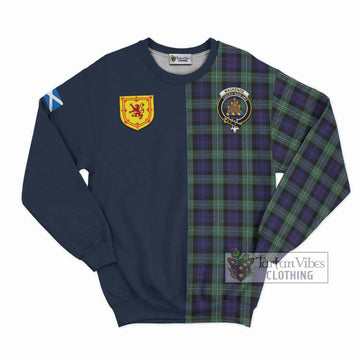 Mackenzie Hunting Green Tartan Sweatshirt Alba with Scottish Lion Royal Arm Half Style