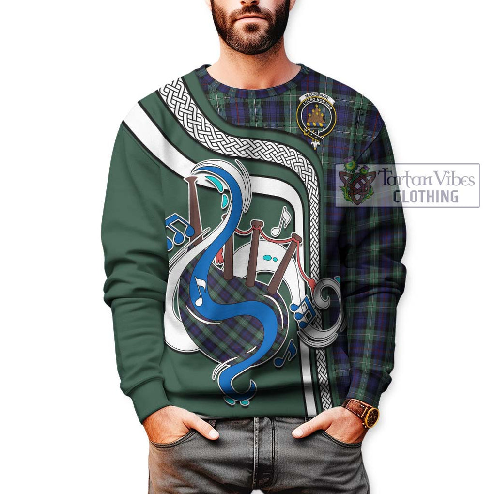 Tartan Vibes Clothing Mackenzie Hunting Green Tartan Sweatshirt with Epic Bagpipe Style