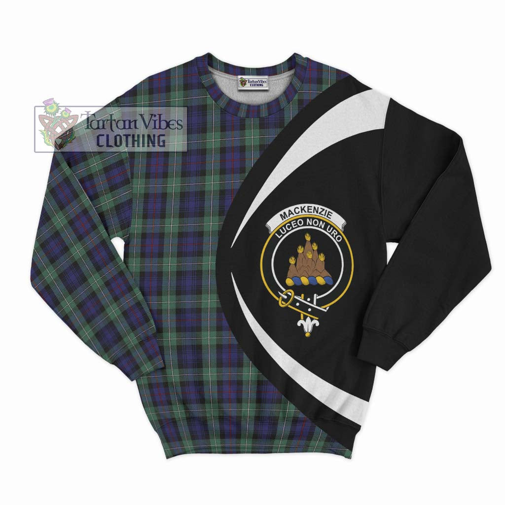 Mackenzie Hunting Green Tartan Sweatshirt with Family Crest Circle Style Unisex - Tartan Vibes Clothing