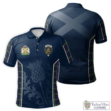 MacKenzie Hunting Green Tartan Men's Polo Shirt with Family Crest and Scottish Thistle Vibes Sport Style