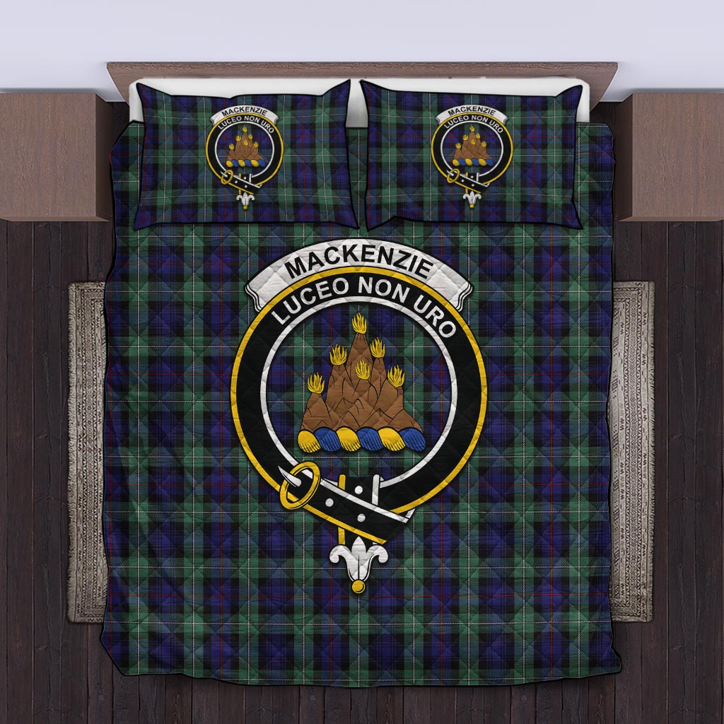 MacKenzie Hunting Green Tartan Quilt Bed Set with Family Crest Twin - Tartan Vibes Clothing