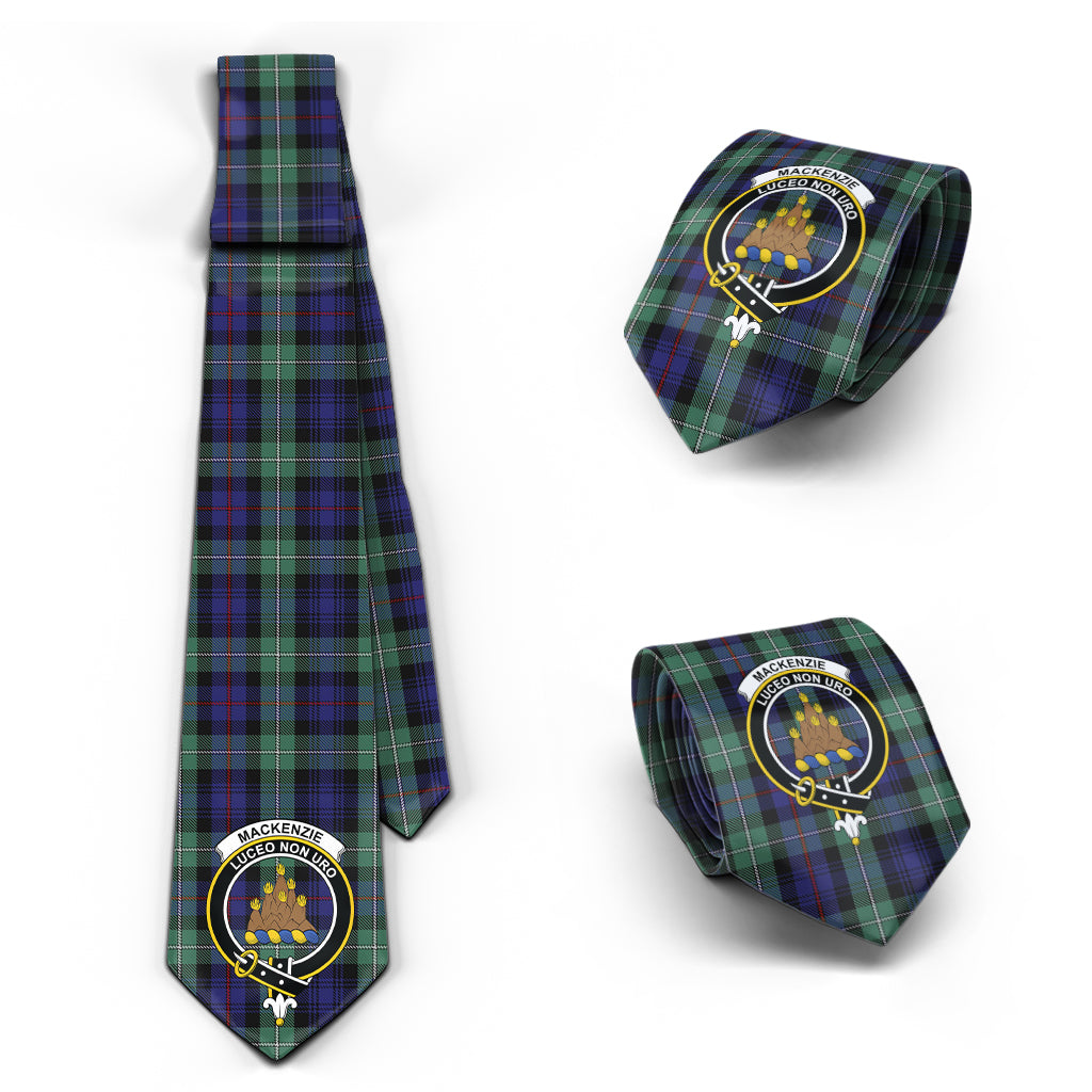 MacKenzie Hunting Green Tartan Classic Necktie with Family Crest Necktie One Size - Tartan Vibes Clothing