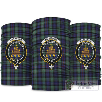 MacKenzie Hunting Green Tartan Neck Gaiters, Tartan Bandanas, Tartan Head Band with Family Crest