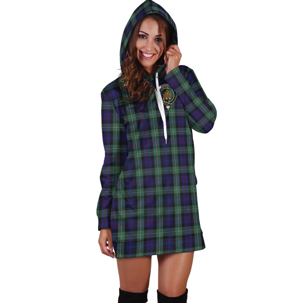 MacKenzie Hunting Green Tartan Hoodie Dress with Family Crest - Tartan Vibes Clothing