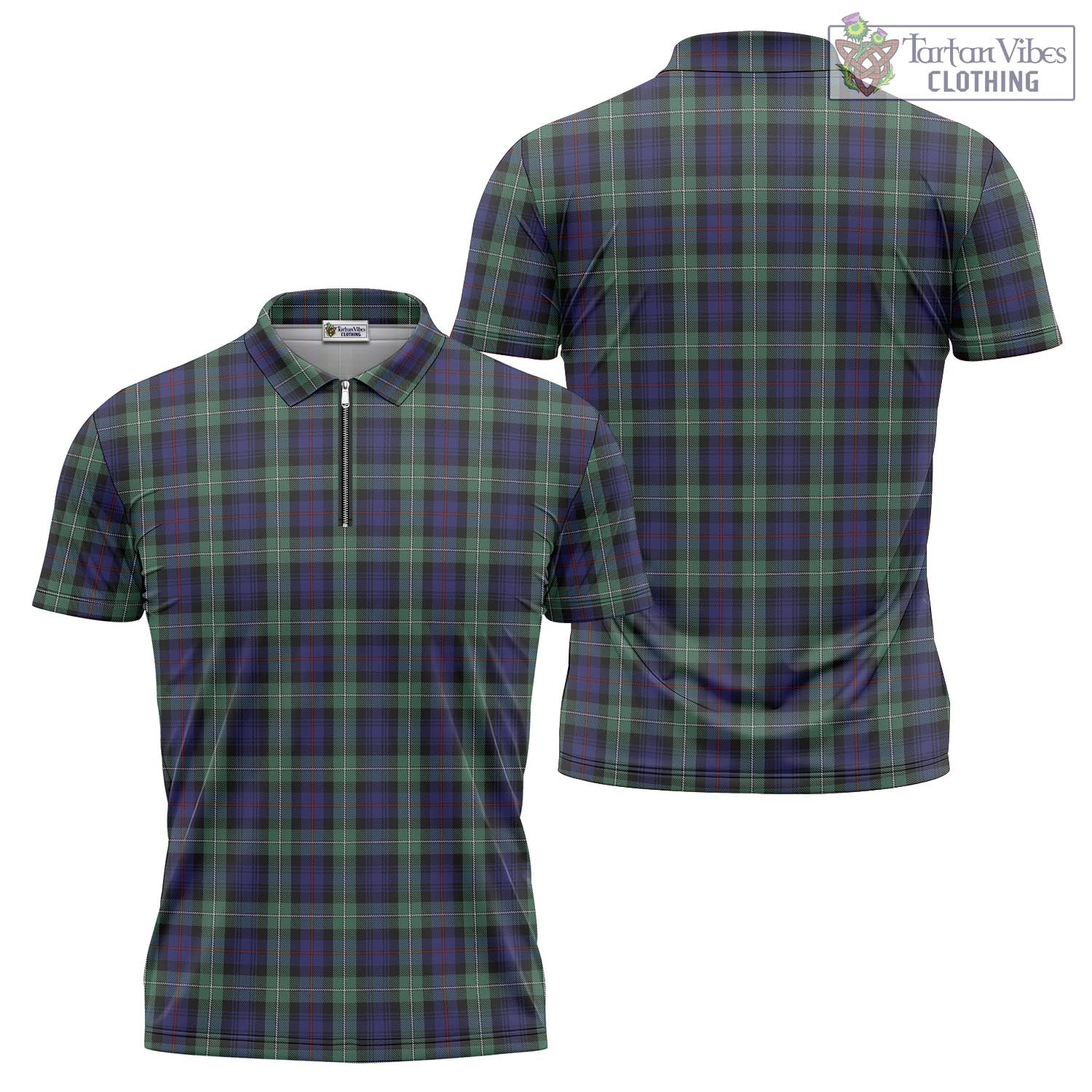 Tartan Vibes Clothing MacKenzie Hunting Green Tartan Zipper Polo Shirt