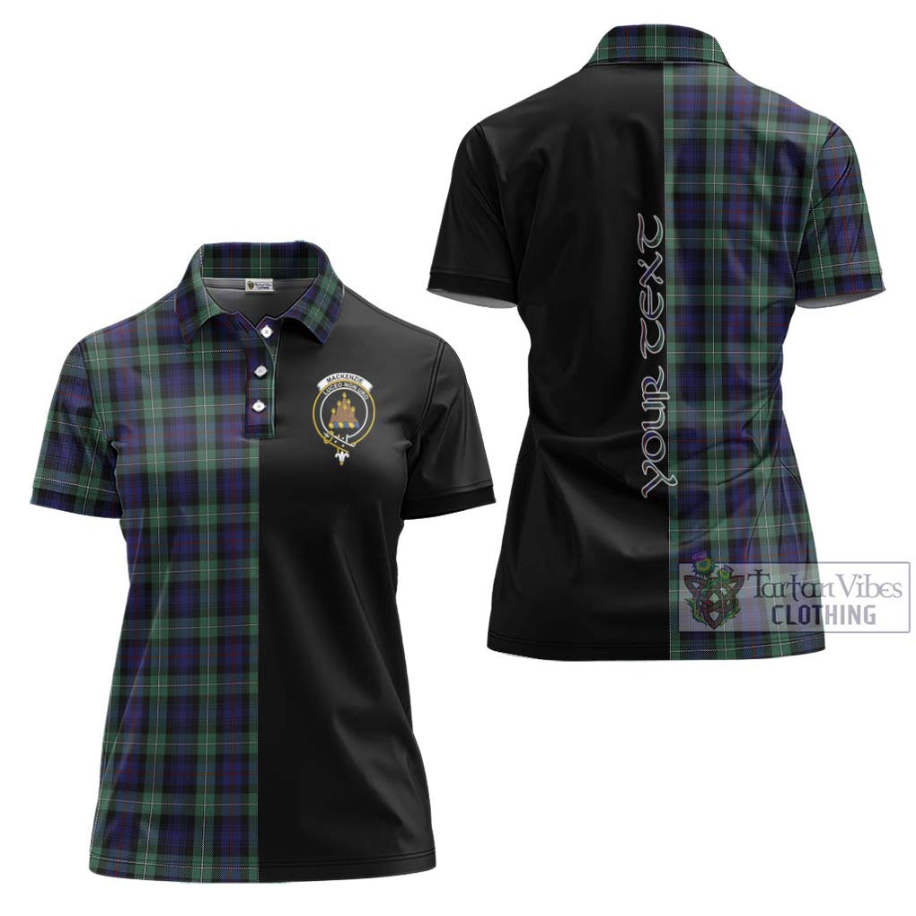 Mackenzie Hunting Green Tartan Women's Polo Shirt with Family Crest and Half Of Me Style Women - Tartanvibesclothing Shop