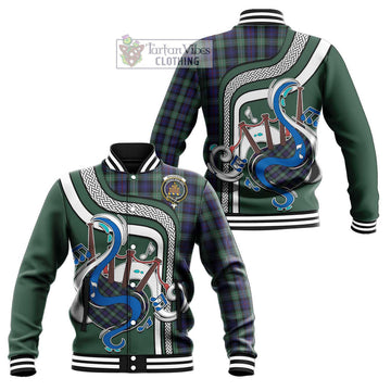 Mackenzie Hunting Green Tartan Baseball Jacket with Epic Bagpipe Style