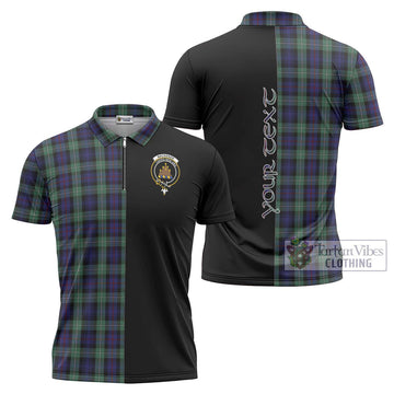 Mackenzie Hunting Green Tartan Zipper Polo Shirt with Family Crest and Half Of Me Style