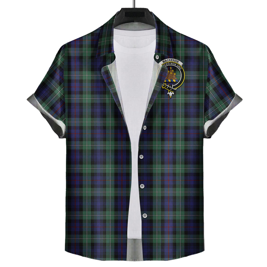 mackenzie-hunting-green-tartan-short-sleeve-button-down-shirt-with-family-crest