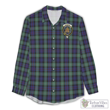 MacKenzie Hunting Green Tartan Women's Casual Shirt with Family Crest