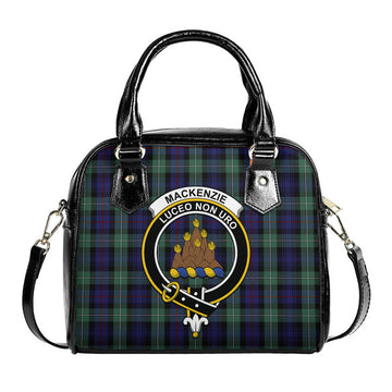 MacKenzie Hunting Green Tartan Shoulder Handbags with Family Crest