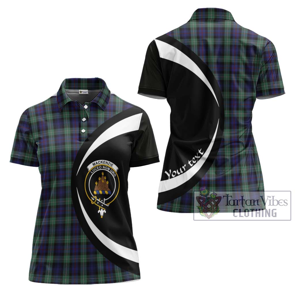 Mackenzie Hunting Green Tartan Women's Polo Shirt with Family Crest Circle Style Women - Tartan Vibes Clothing