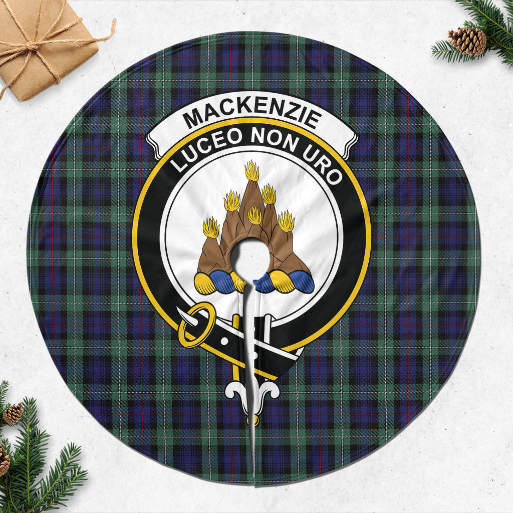 MacKenzie Hunting Green Tartan Christmas Tree Skirt with Family Crest - Tartanvibesclothing