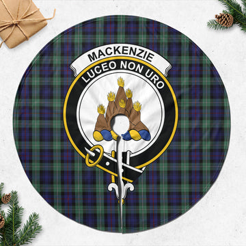 MacKenzie Hunting Green Tartan Christmas Tree Skirt with Family Crest