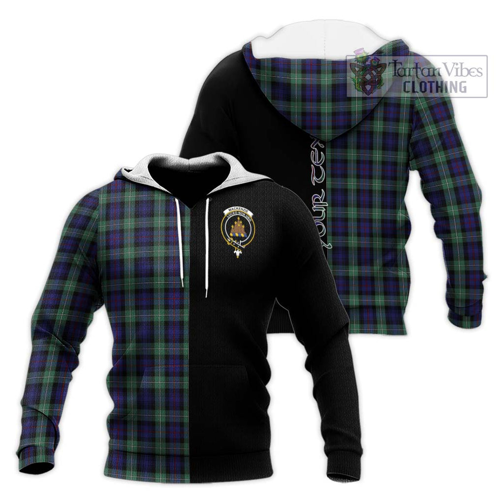 Mackenzie Hunting Green Tartan Knitted Hoodie with Family Crest and Half Of Me Style Unisex Knitted Pullover Hoodie - Tartanvibesclothing Shop