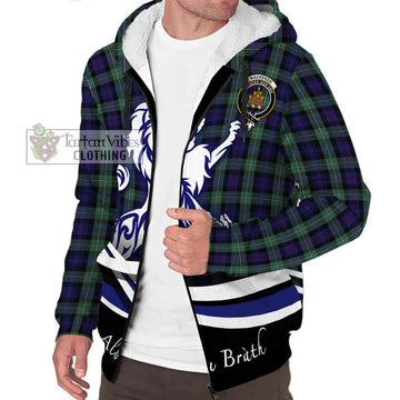 Mackenzie Hunting Green Tartan Sherpa Hoodie with Alba Gu Brath Regal Lion Emblem