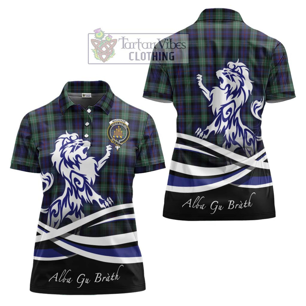 Mackenzie Hunting Green Tartan Women's Polo Shirt with Alba Gu Brath Regal Lion Emblem Women - Tartanvibesclothing Shop