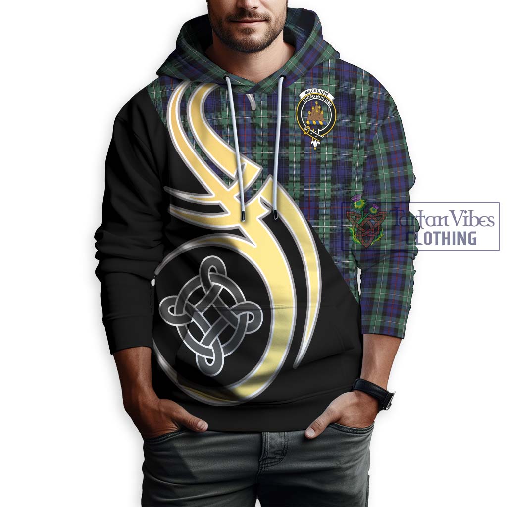 Mackenzie Hunting Green Tartan Hoodie with Family Crest and Celtic Symbol Style Zip Hoodie - Tartan Vibes Clothing