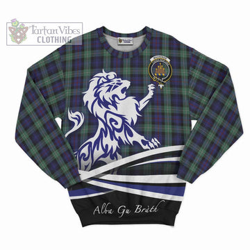 Mackenzie Hunting Green Tartan Sweatshirt with Alba Gu Brath Regal Lion Emblem