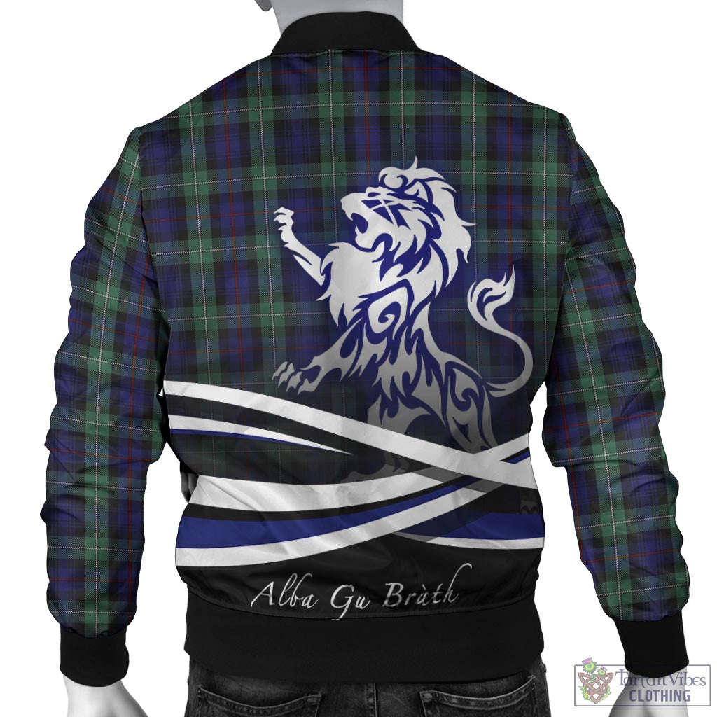 Tartan Vibes Clothing MacKenzie Hunting Green Tartan Bomber Jacket with Alba Gu Brath Regal Lion Emblem