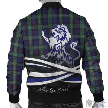 MacKenzie Hunting Green Tartan Bomber Jacket with Alba Gu Brath Regal Lion Emblem