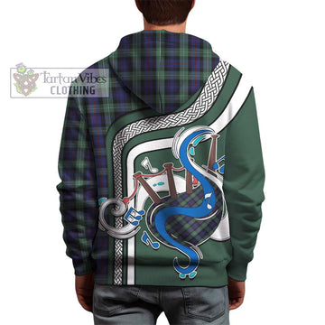 Mackenzie Hunting Green Tartan Hoodie with Epic Bagpipe Style